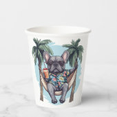 French Bulldog In Hawaiian Top Pappbecher (Vorderseite)