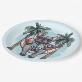 French Bulldog In Hawaiian Top Pappteller (Schrägansicht)