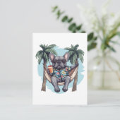 French Bulldog In Hawaiian Top Postkarte (Stehend Vorderseite)