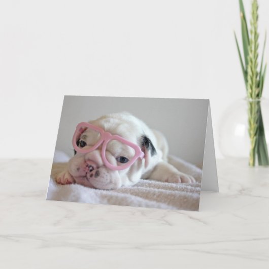 French Bulldog in Heart Glasses Karte (Vorderseite)