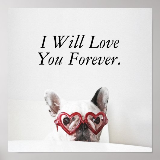 French Bulldog in Heart Glasses Poster (Vorne)