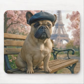 French Bulldog In Paris Park Bench Mousepad (Vorne)