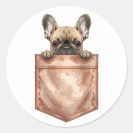 French Bulldog In Pocket Decal | Cute Laptop Runder Aufkleber