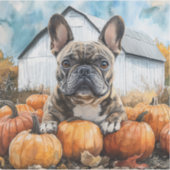 French Bulldog in Pumpkin Patch Aufkleber (Vorderseite)
