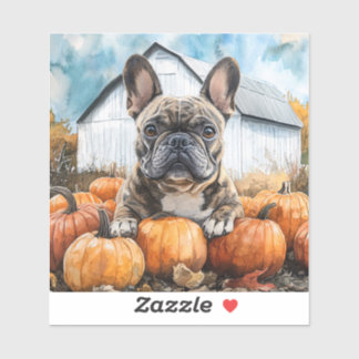 French Bulldog in Pumpkin Patch Aufkleber