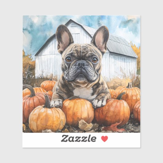 French Bulldog in Pumpkin Patch Aufkleber (Blatt)