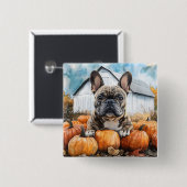 French Bulldog in Pumpkin Patch Button (Vorne & Hinten)