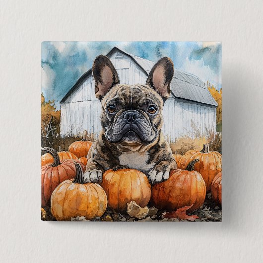 French Bulldog in Pumpkin Patch Button (Vorderseite)