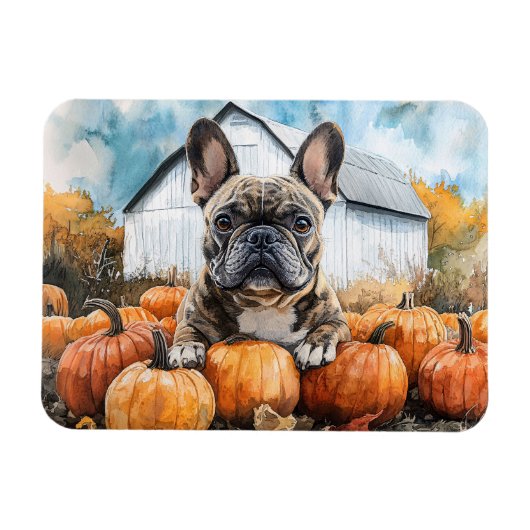 French Bulldog in Pumpkin Patch Flexibel Magnet (Horizontal)