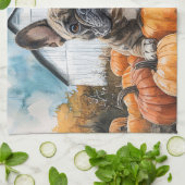 French Bulldog in Pumpkin Patch Geschirrtuch (Gefaltet)