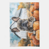French Bulldog in Pumpkin Patch Geschirrtuch (Vertikal)