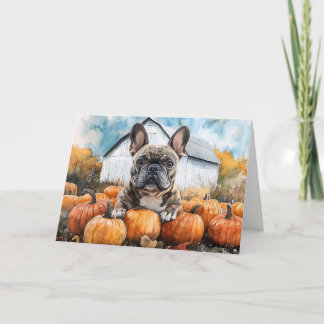French Bulldog in Pumpkin Patch Karte