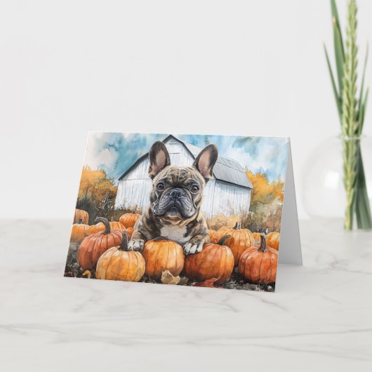French Bulldog in Pumpkin Patch Karte (Vorderseite)