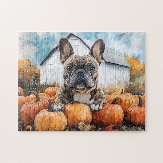 French Bulldog in Pumpkin Patch Puzzle (Horizontal)