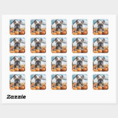 French Bulldog in Pumpkin Patch Quadratischer Aufkleber (Blatt)