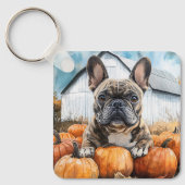 French Bulldog in Pumpkin Patch Schlüsselanhänger (Vorderseite)