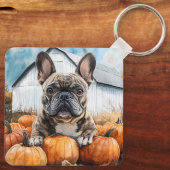 French Bulldog in Pumpkin Patch Schlüsselanhänger (Rückseite)