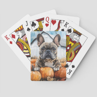 French Bulldog in Pumpkin Patch Spielkarten