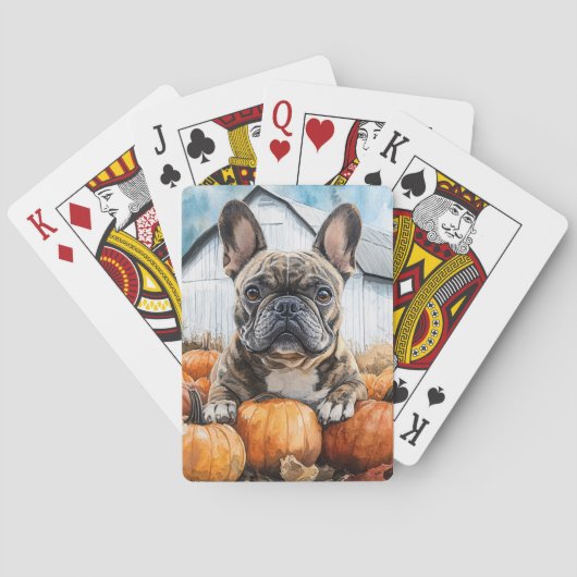 French Bulldog in Pumpkin Patch Spielkarten (Rückseite)