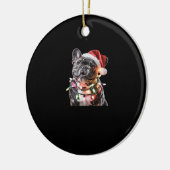 French Bulldog in Santa Hat Wrapped in Christmas L Keramik Ornament (Links)