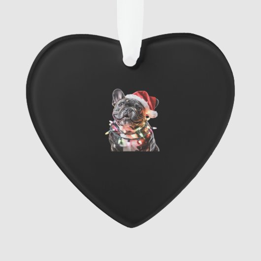 French Bulldog in Santa Hat Wrapped in Christmas L Ornament (Vorderseite)