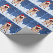 French Bulldog in Snow Christmas w Weihnachtsmannm Geschenkpapier (Ecke)