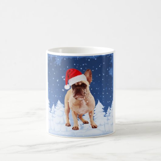 French Bulldog in Snow Christmas w Weihnachtsmannm Kaffeetasse (Mittel)