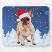 French Bulldog in Snow Christmas w Weihnachtsmannm Mousepad (Vorne)