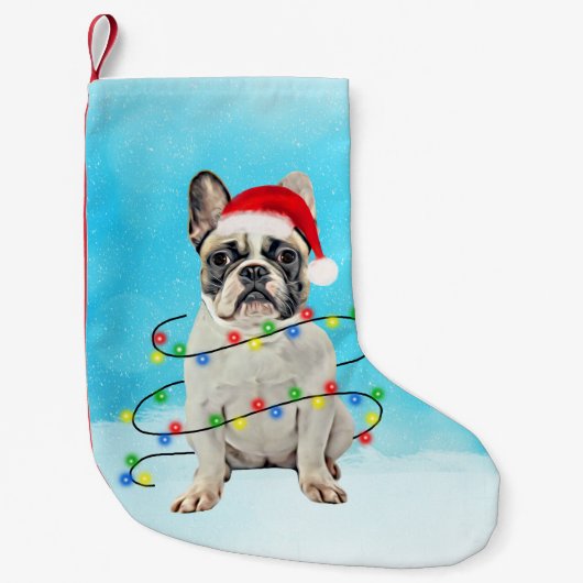 French Bulldog in Snow Weihnachten Weihnachtsmannm Kleiner Weihnachtsstrumpf (Vorderseite)