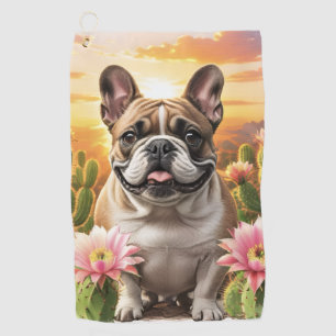 French Bulldog Kaktus Französische Bulldogge  Golfhandtuch