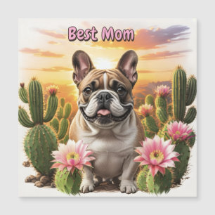 French Bulldog Kaktus Französische Bulldogge Magnetkarte