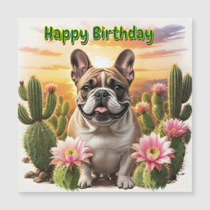 French Bulldog Kaktus Französische Bulldogge Magnetkarte