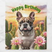 French Bulldog Kaktus Französische Bulldogge Weinetikett (Einzelnes Label)