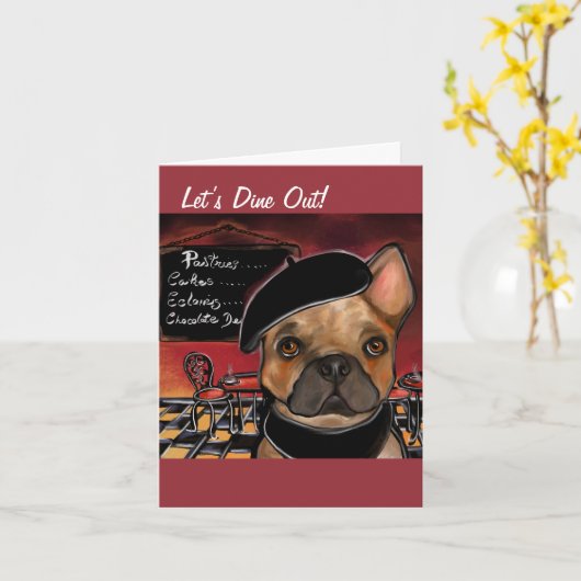 FRENCH BULLDOG KARTE (Gelbe Blume)
