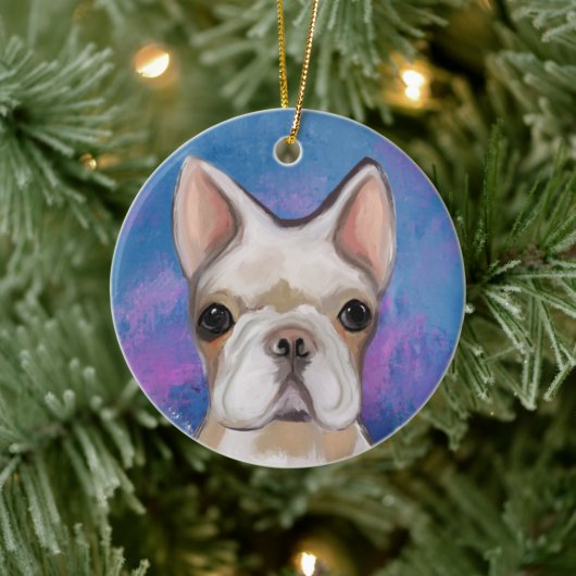 FRENCH BULLDOG KERAMIK ORNAMENT (Baum)