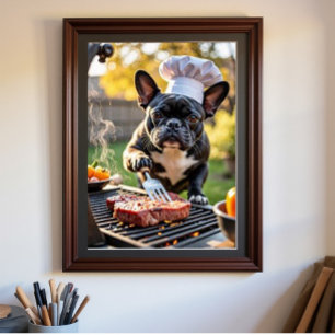 French Bulldog Koch Grillabend Poster