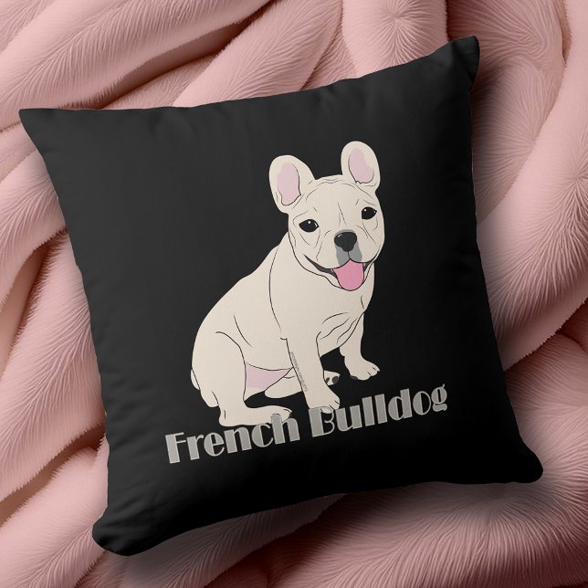 French Bulldog Liebhaber Black Kissen (French Bulldog Lovers Black Throw Pillow with design both front & back. Great addition to your decor)