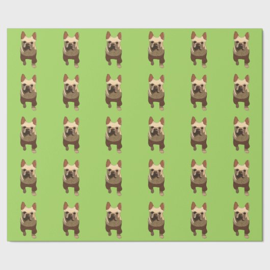 French Bulldog, Lime Green Geschenkpapier (Saum)