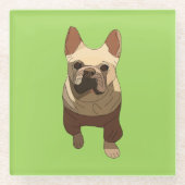 French Bulldog, Lime Green Glasuntersetzer (Vorderseite)