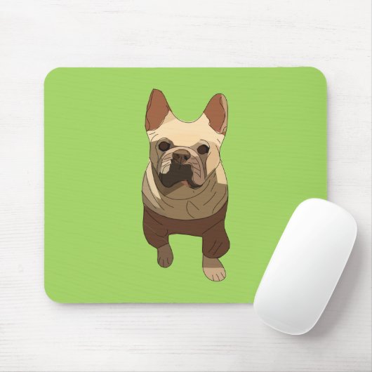 French Bulldog, Lime Green Mousepad (Mit Mouse)