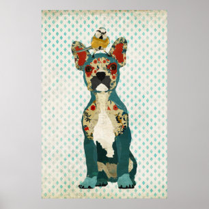 French Bulldog & Little Bird Art Poster