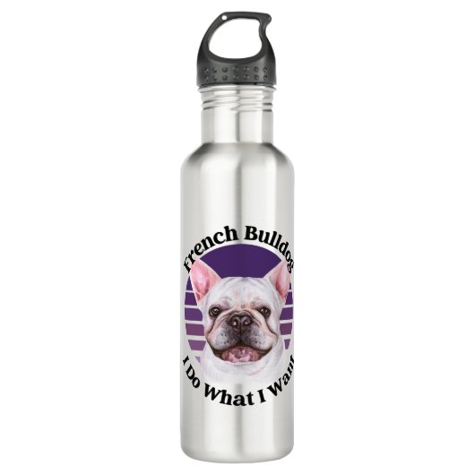 French Bulldog-lustiges Zitat Edelstahlflasche (Vorderseite)