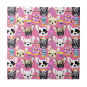 French Bulldog Macaron Pattern Fliese