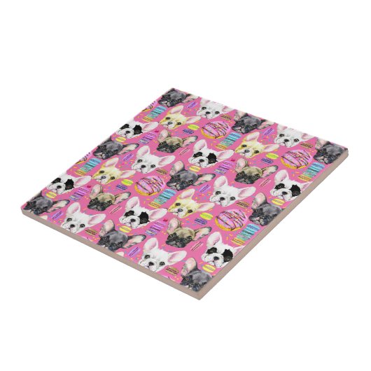 French Bulldog Macaron Pattern Fliese (Seite)