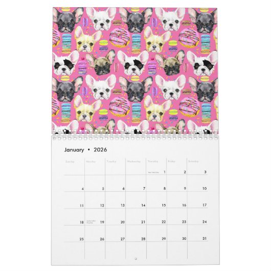 French Bulldog Macaron Pattern Kalender (Jan 2026)