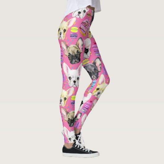 French Bulldog Macaron Pattern Leggings (Rechts)