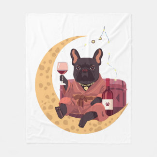 French Bulldog Mama Weinabend Fleecedecke