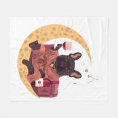 French Bulldog Mama Weinabend Fleecedecke (Vorderseite (Horizontal))