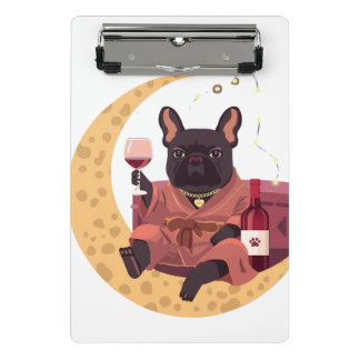 French Bulldog Mama Weinabend Mini Klemmbrett