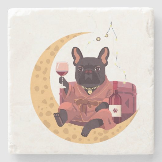 French Bulldog Mama Weinabend Steinuntersetzer (Vorderseite)